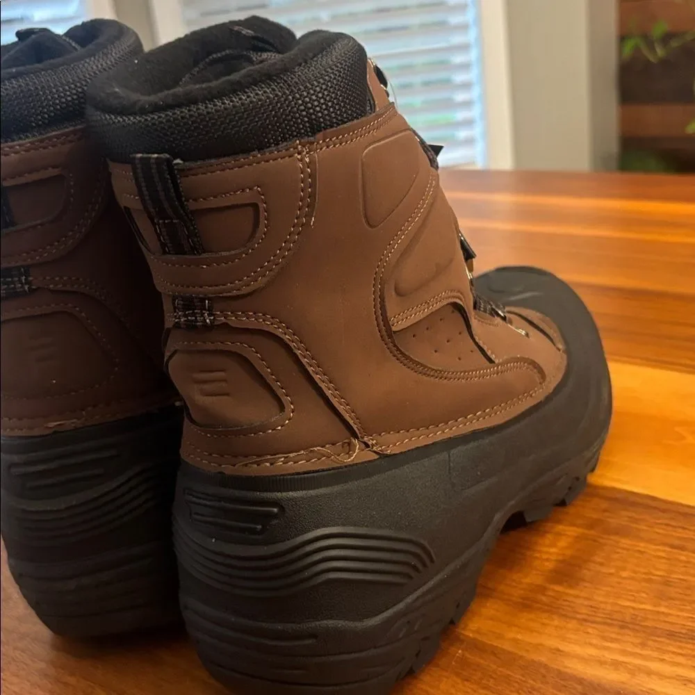 NWT New London Fog Brown Black Breckenridge Water Resistant 9” Boots Size 12